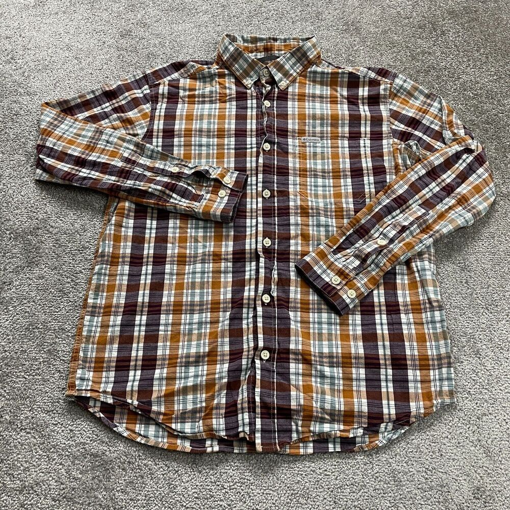 Columbia Flannel Shirt Men Large Multicolor Plaid Long Sleeve Button Down Casual